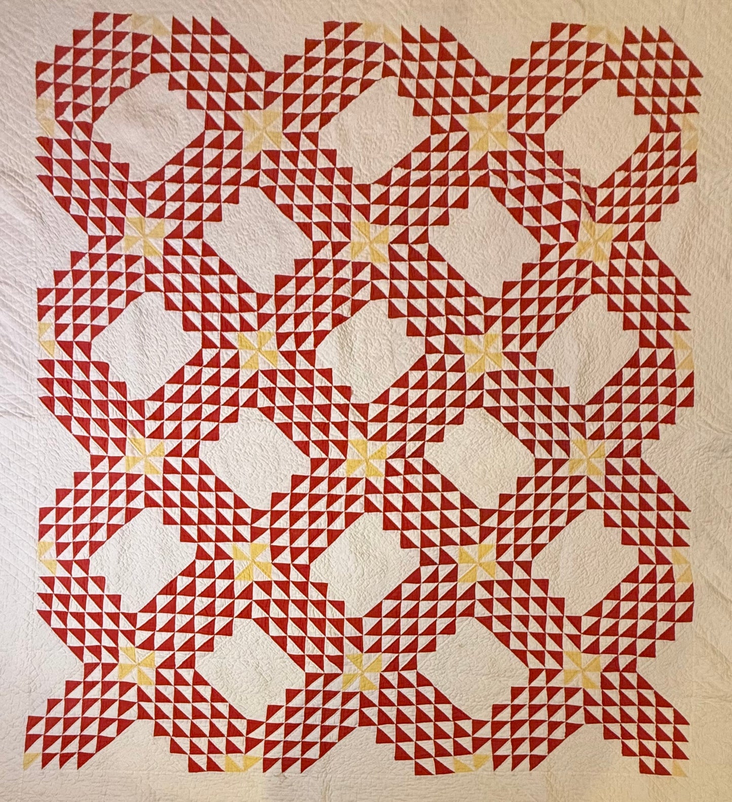 Ocean Waves of Triangles Quilt with Stars-Dated / Signed