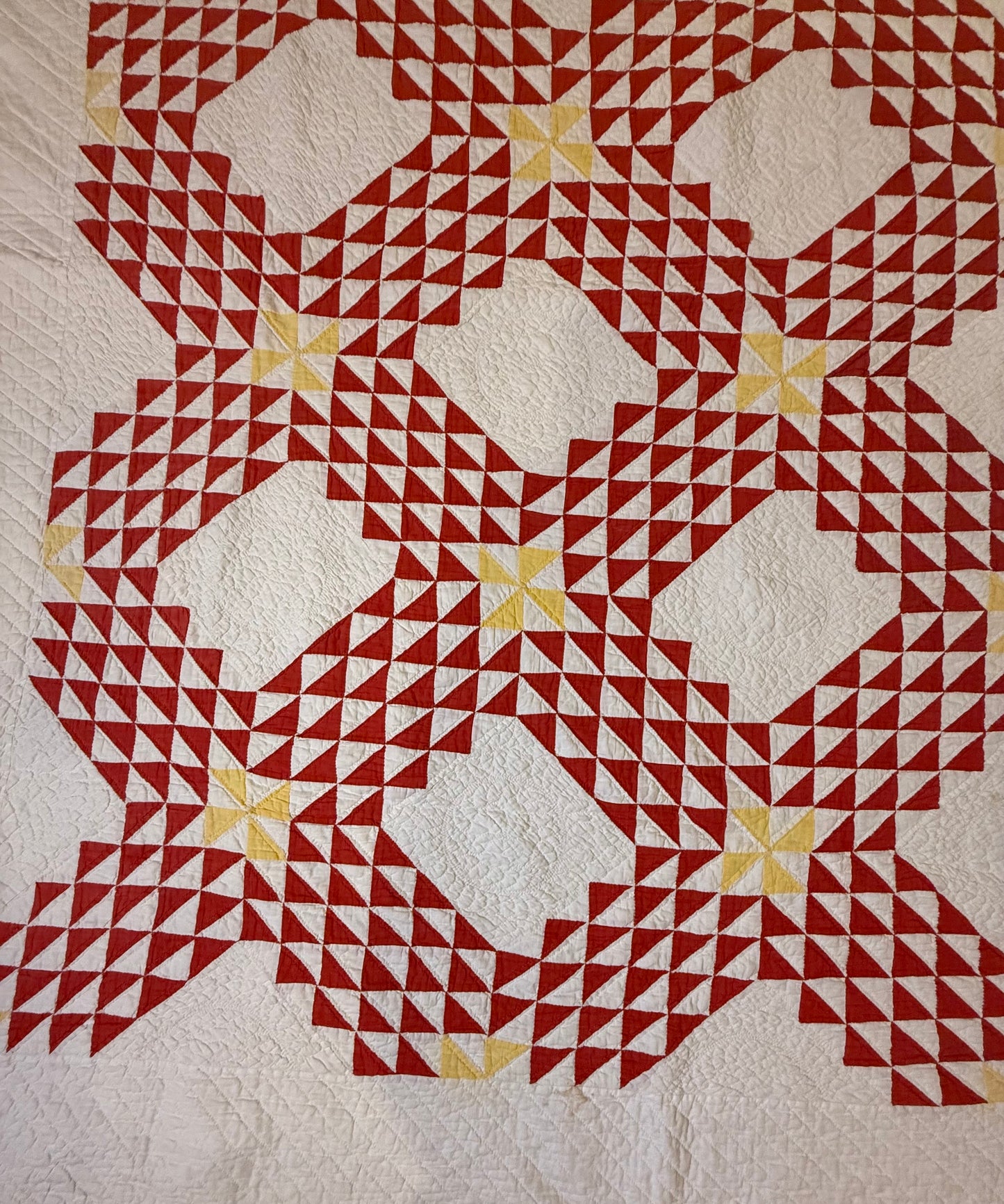 Ocean Waves of Triangles Quilt with Stars-Dated / Signed
