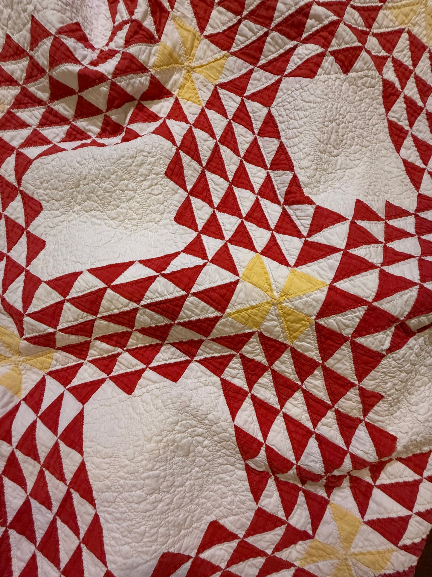 Ocean Waves of Triangles Quilt with Stars-Dated / Signed