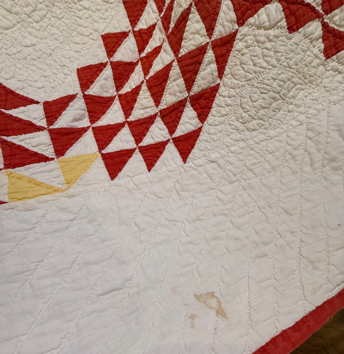Ocean Waves of Triangles Quilt with Stars-Dated / Signed