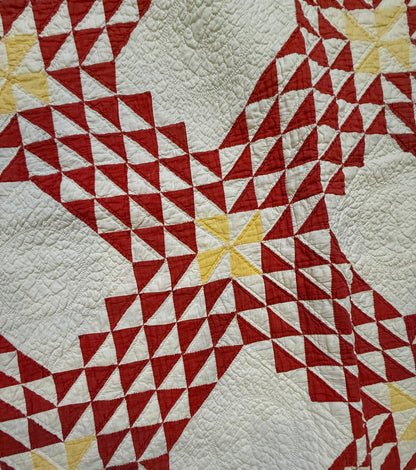 Ocean Waves of Triangles Quilt with Stars-Dated / Signed