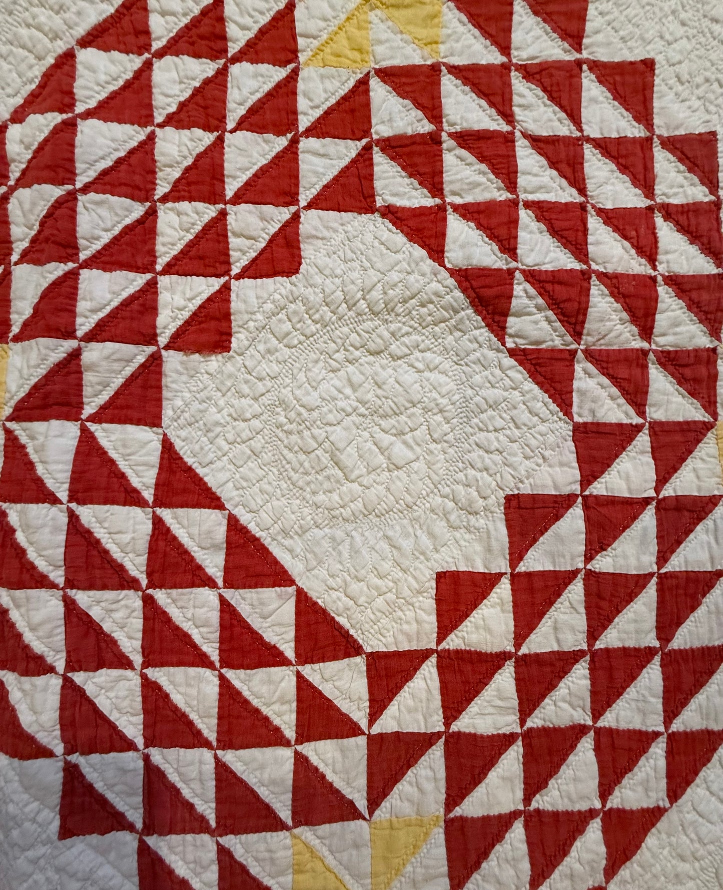 Ocean Waves of Triangles Quilt with Stars-Dated / Signed