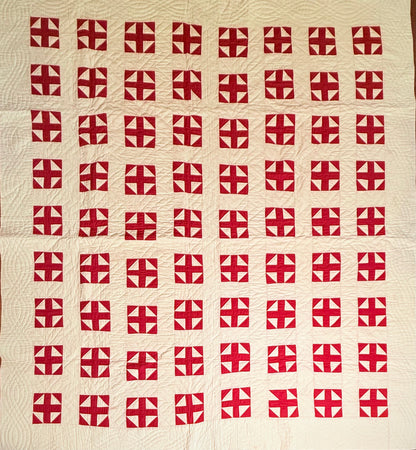 Excellent Red and White Shoofly Quilt