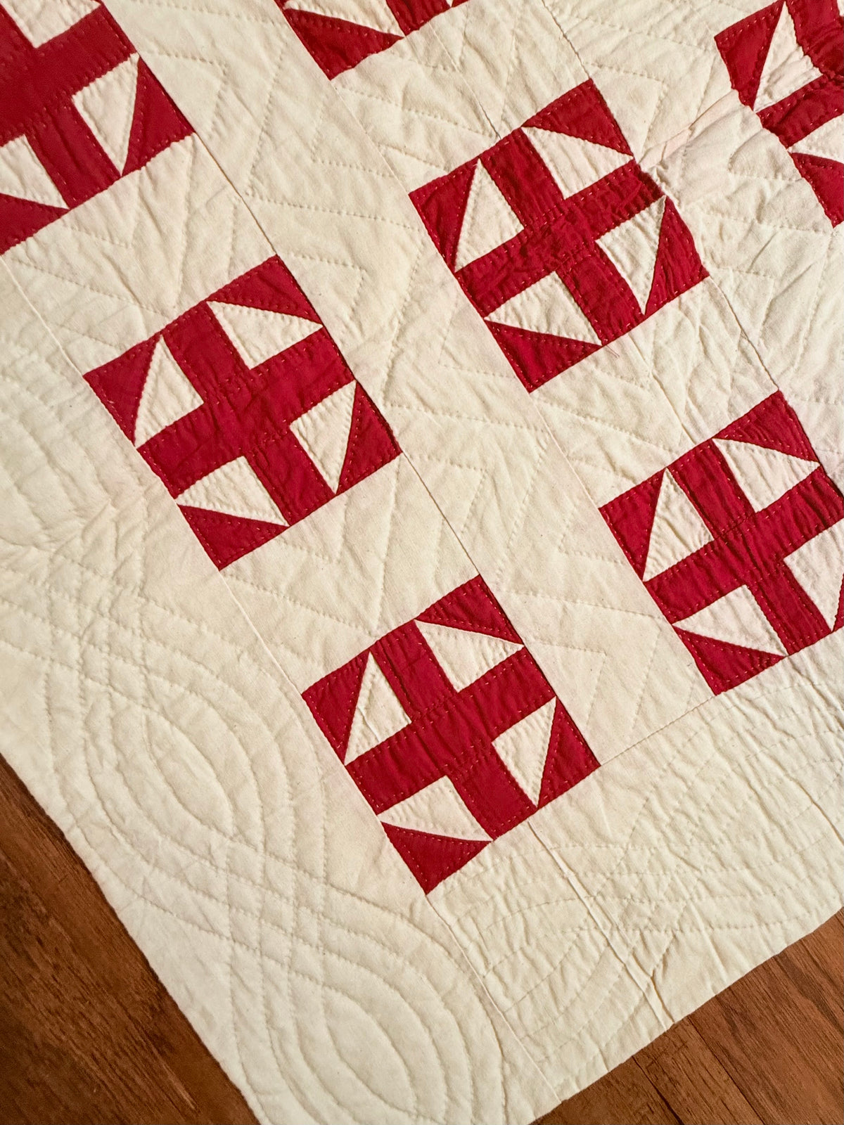 Excellent Red and White Shoofly Quilt