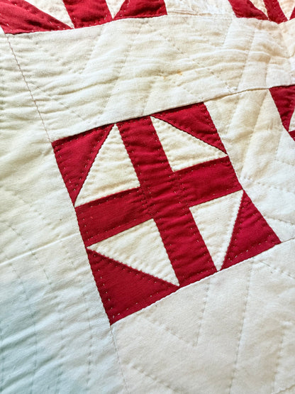 Excellent Red and White Shoofly Quilt