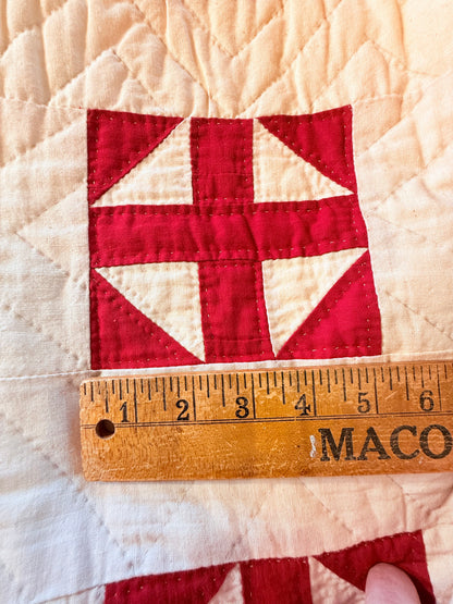 Excellent Red and White Shoofly Quilt