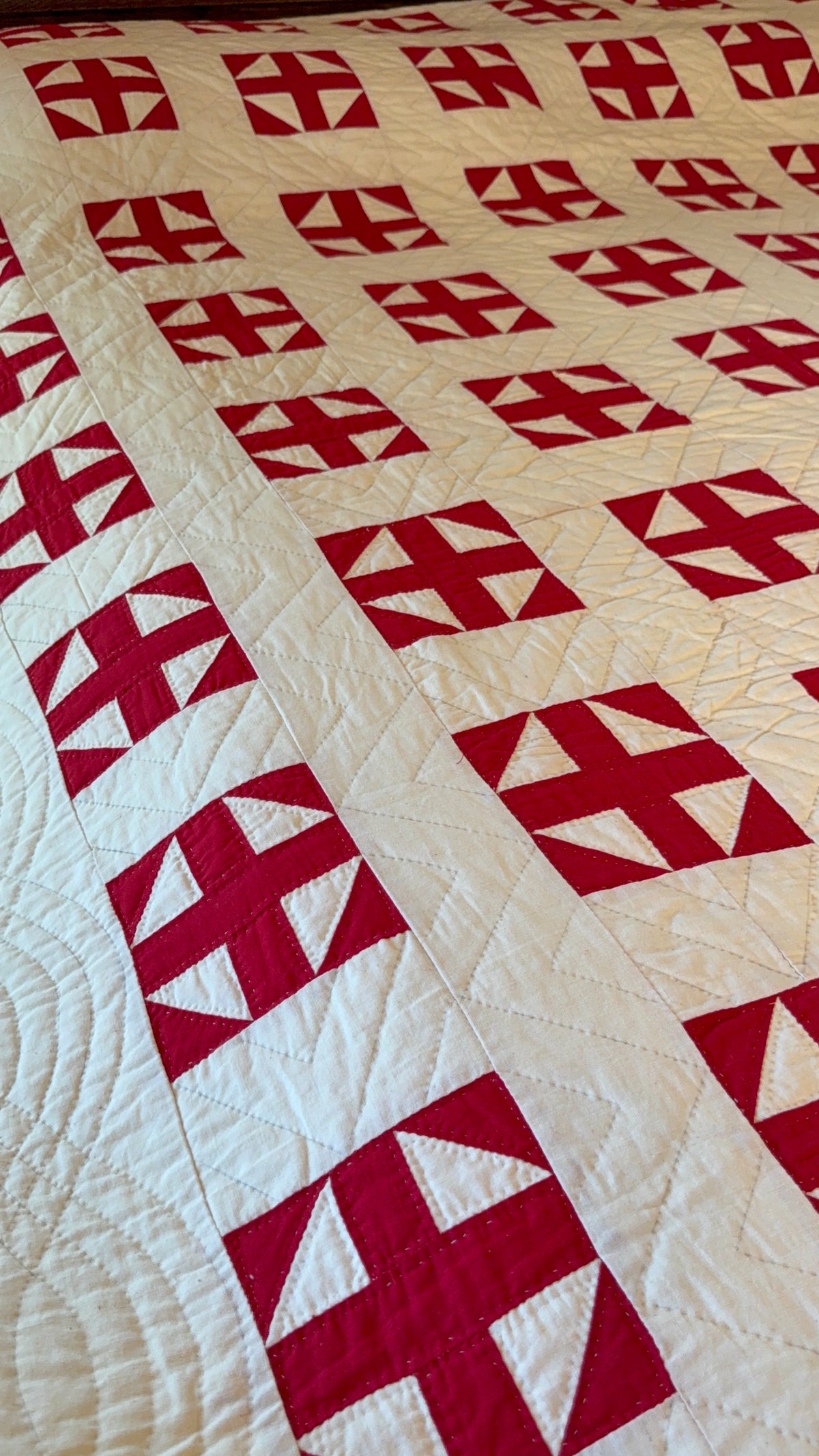 Excellent Red and White Shoofly Quilt