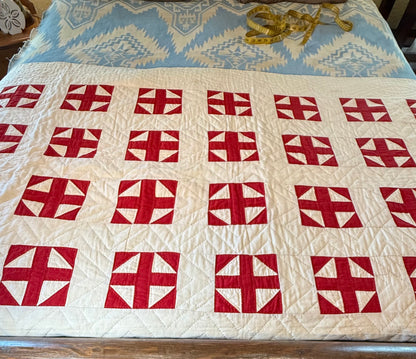 Excellent Red and White Shoofly Quilt