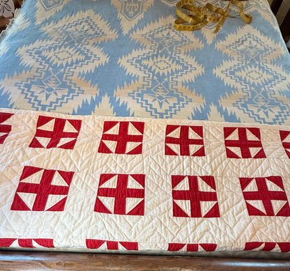 Excellent Red and White Shoofly Quilt