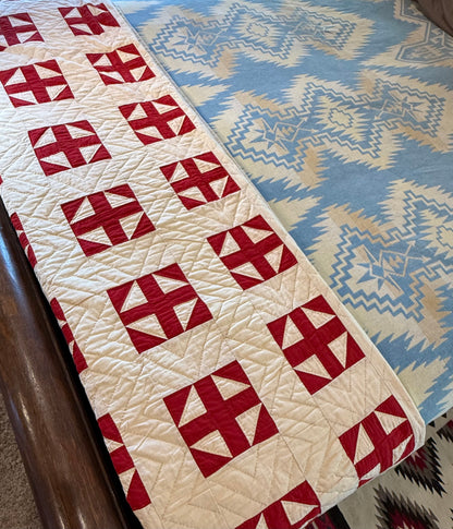 Excellent Red and White Shoofly Quilt