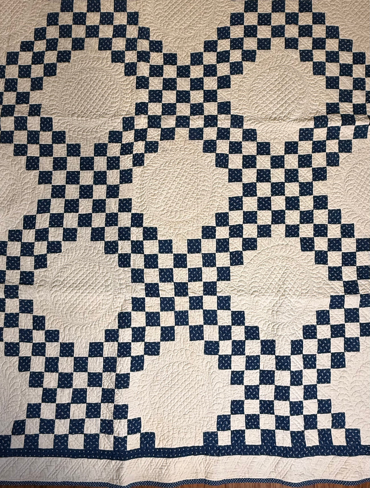Stunning Indigo Triple Irish Chain of Blocks Quilt
