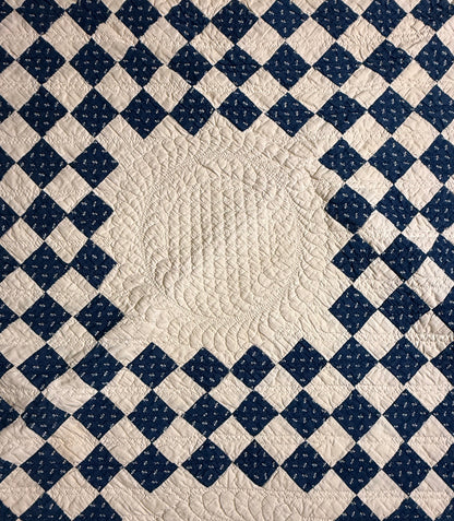 Stunning Indigo Triple Irish Chain of Blocks Quilt