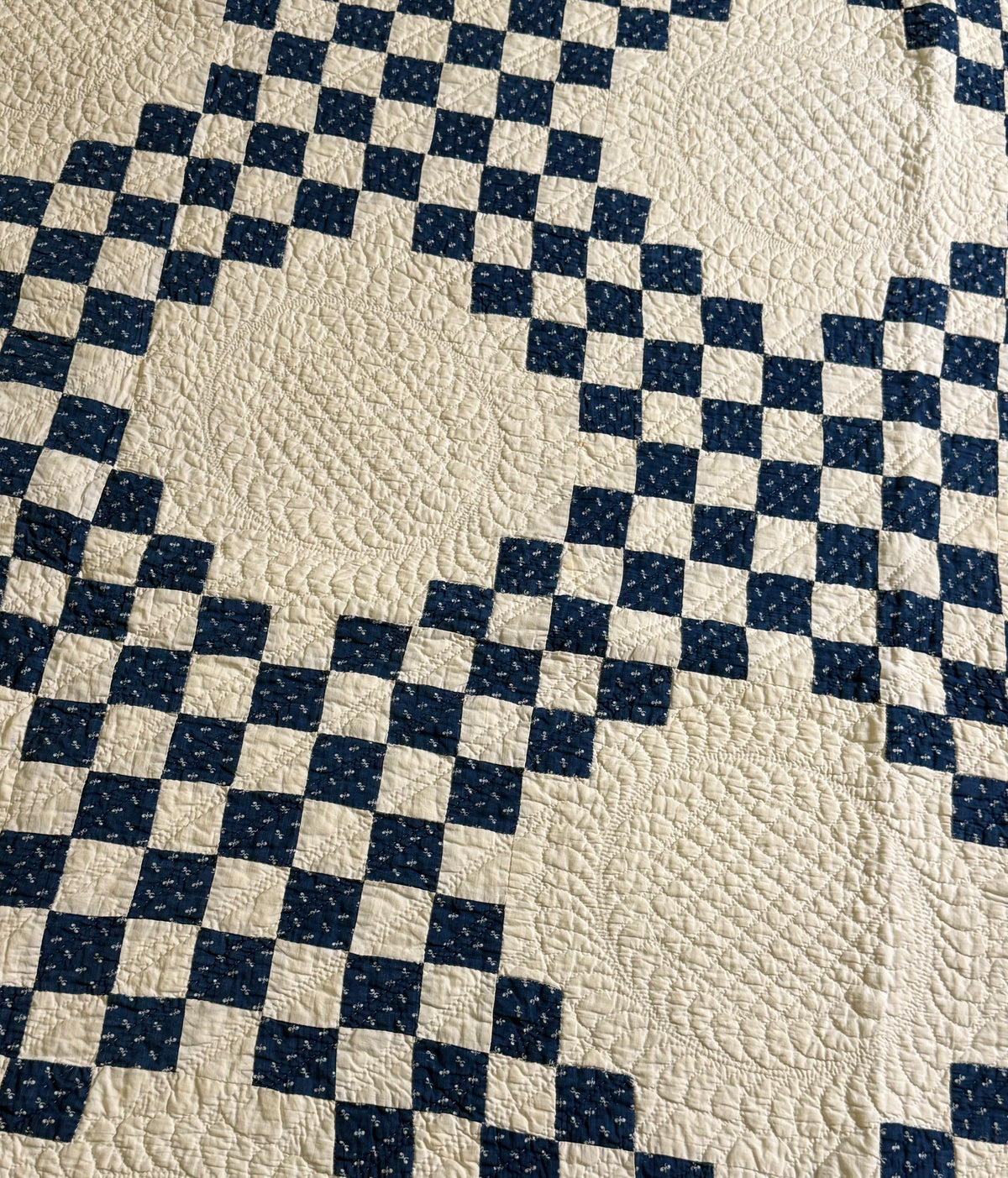 Stunning Indigo Triple Irish Chain of Blocks Quilt