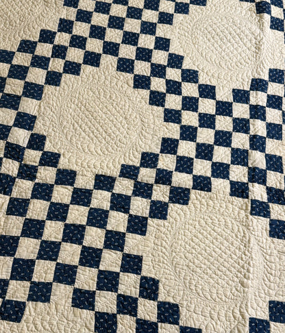 Stunning Indigo Triple Irish Chain of Blocks Quilt