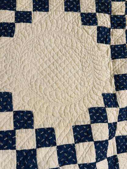 Stunning Indigo Triple Irish Chain of Blocks Quilt
