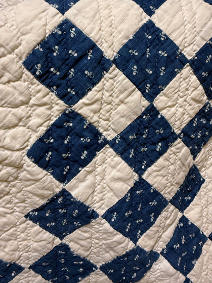 Stunning Indigo Triple Irish Chain of Blocks Quilt