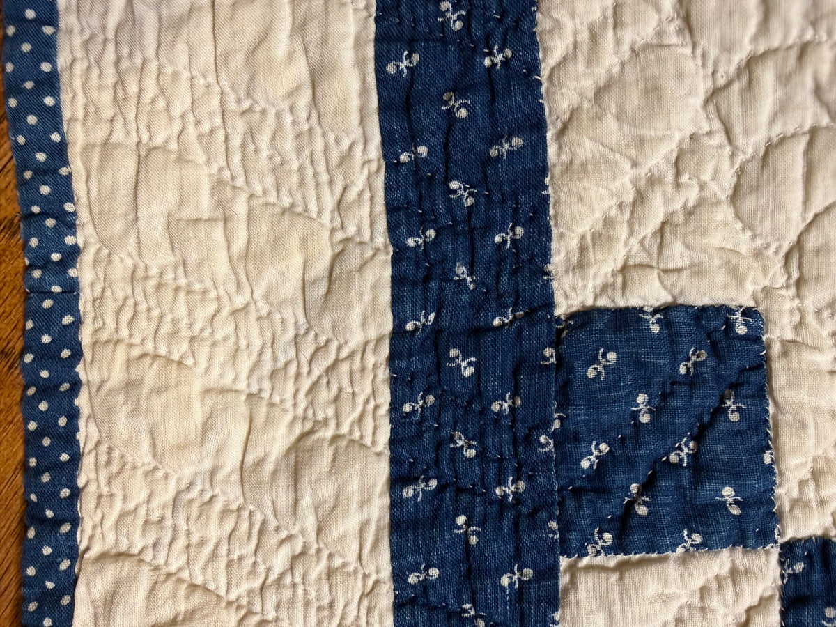 Stunning Indigo Triple Irish Chain of Blocks Quilt