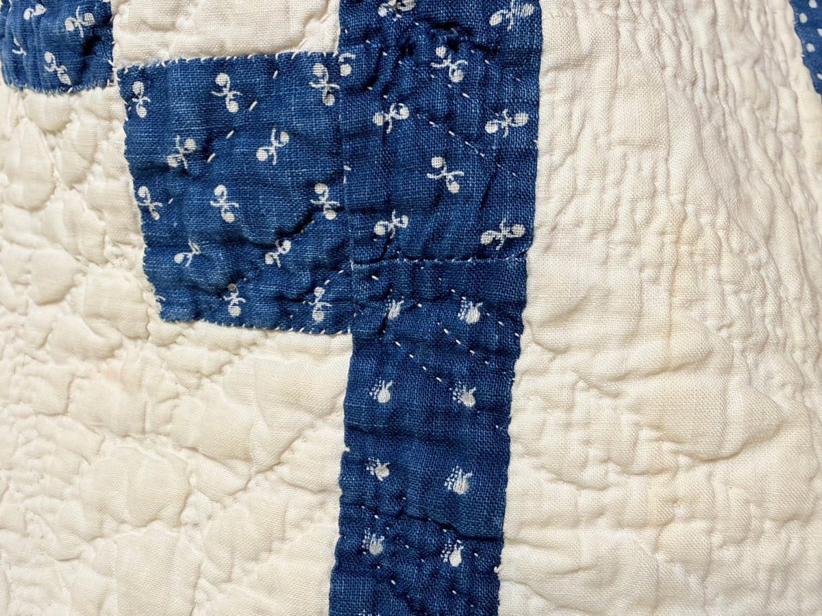 Stunning Indigo Triple Irish Chain of Blocks Quilt