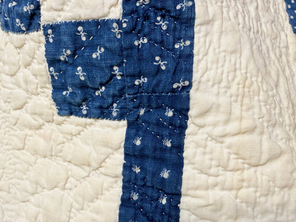 Stunning Indigo Triple Irish Chain of Blocks Quilt