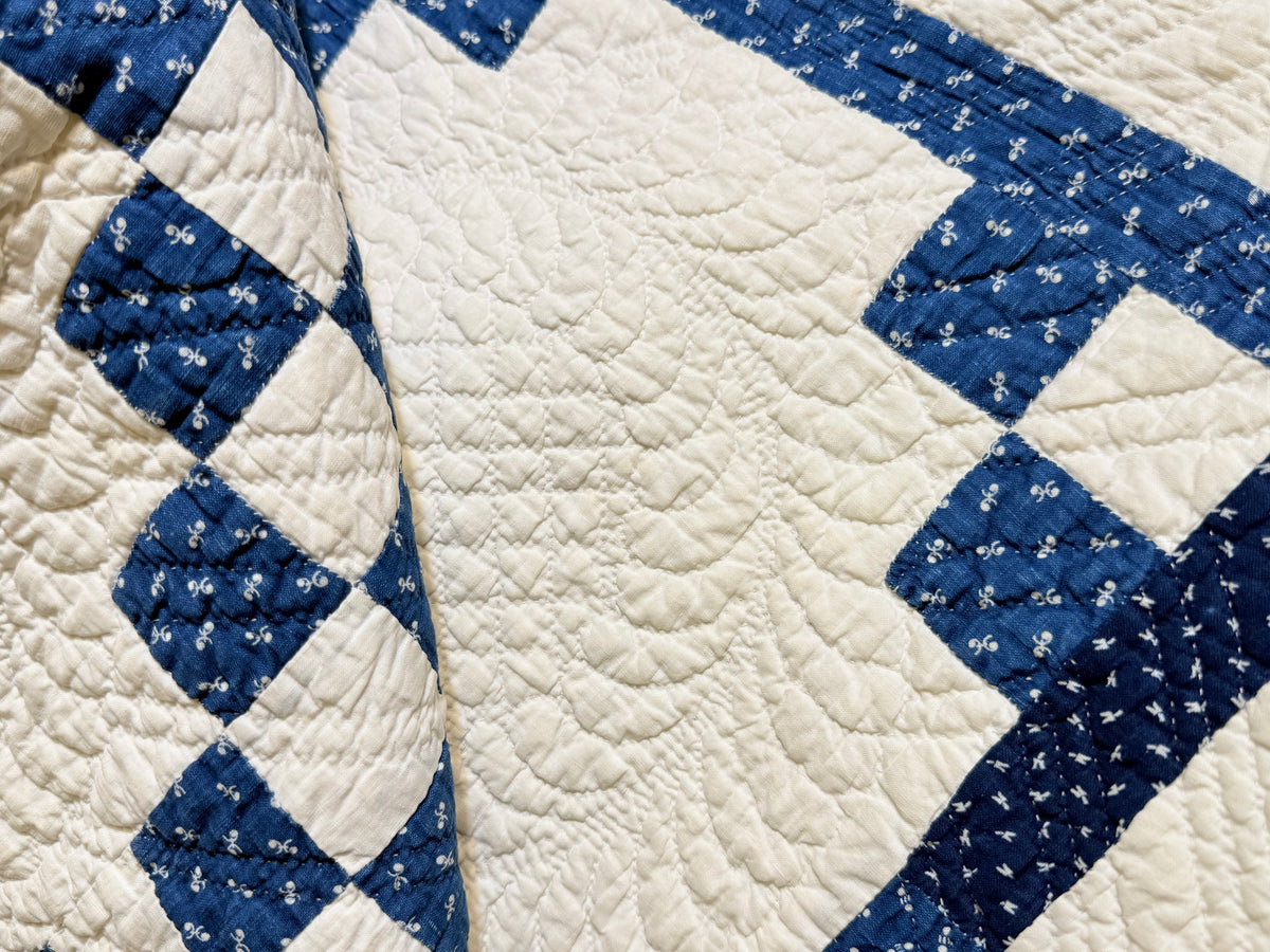 Stunning Indigo Triple Irish Chain of Blocks Quilt