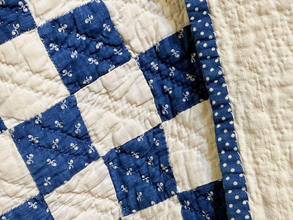 Stunning Indigo Triple Irish Chain of Blocks Quilt
