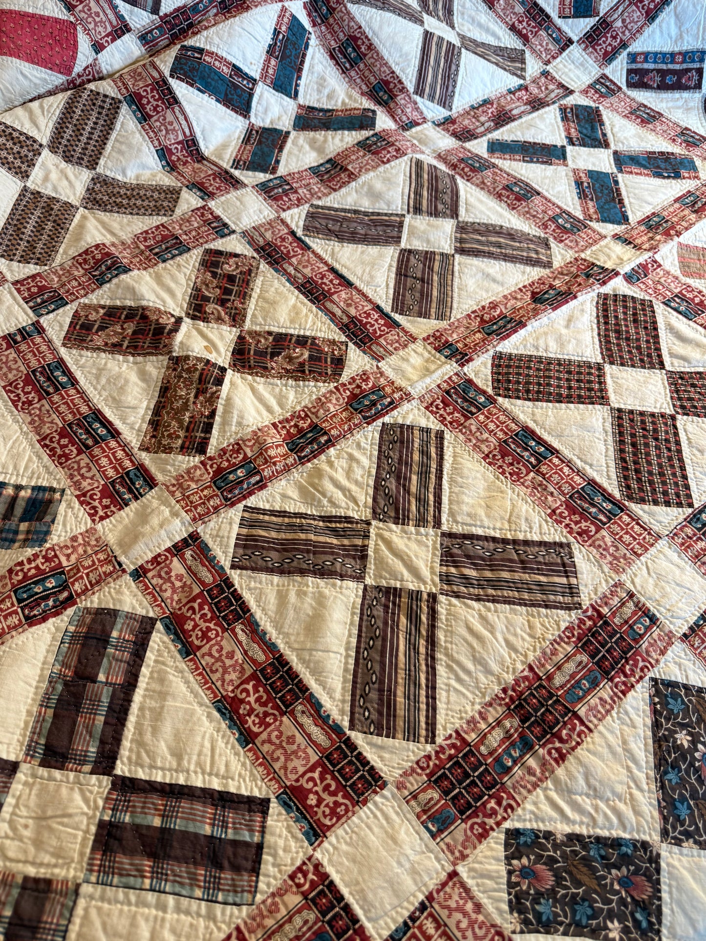 Early Initialed Cross Block New York Quilt