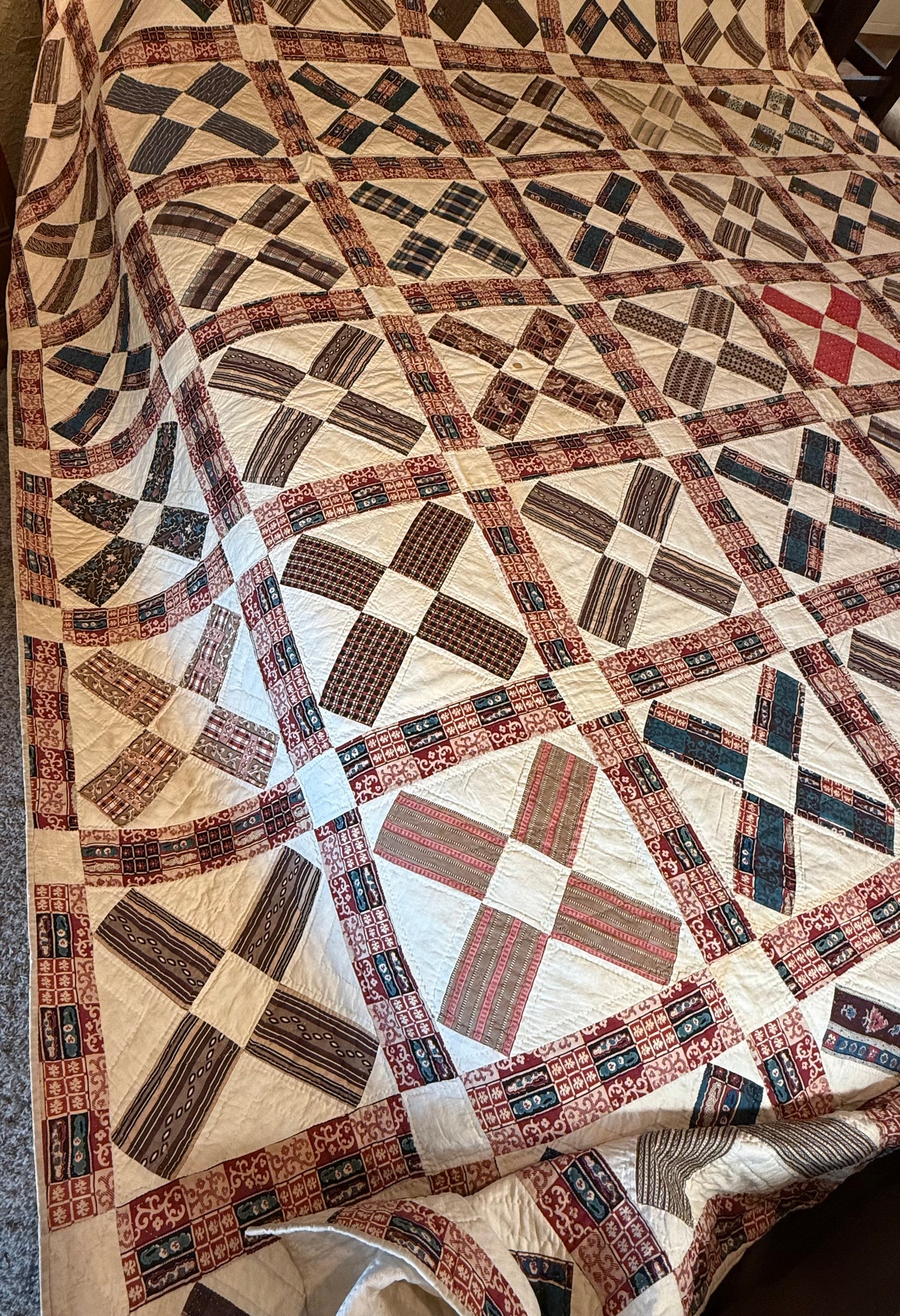 Early Initialed Cross Block New York Quilt