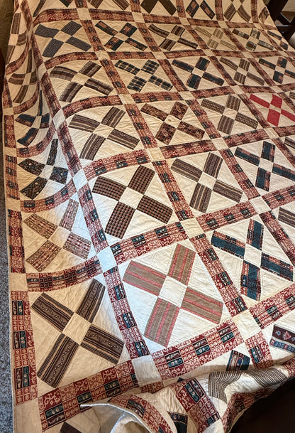 Early Initialed Cross Block New York Quilt