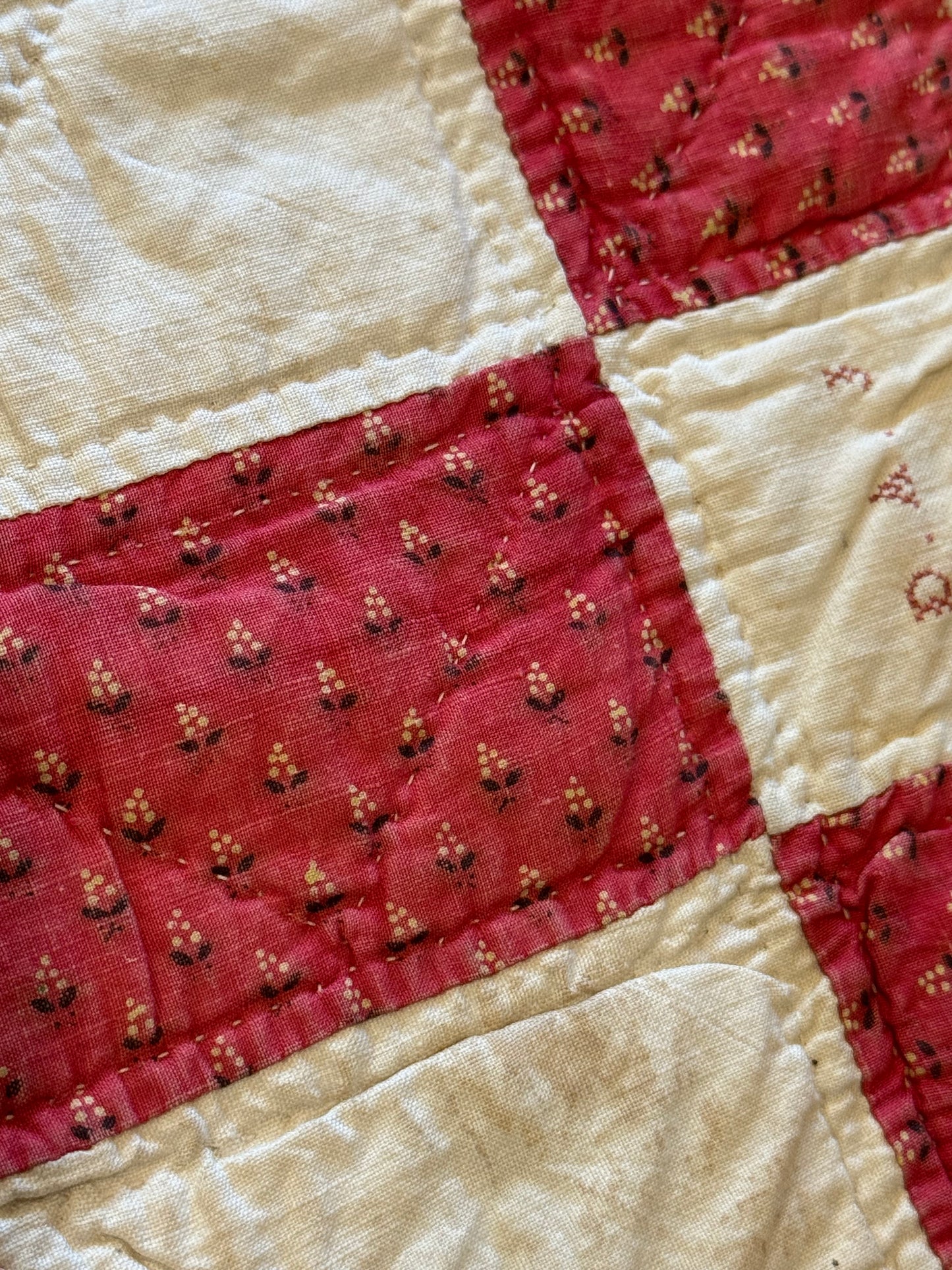 Early Initialed Cross Block New York Quilt
