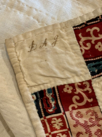 Early Initialed Cross Block New York Quilt
