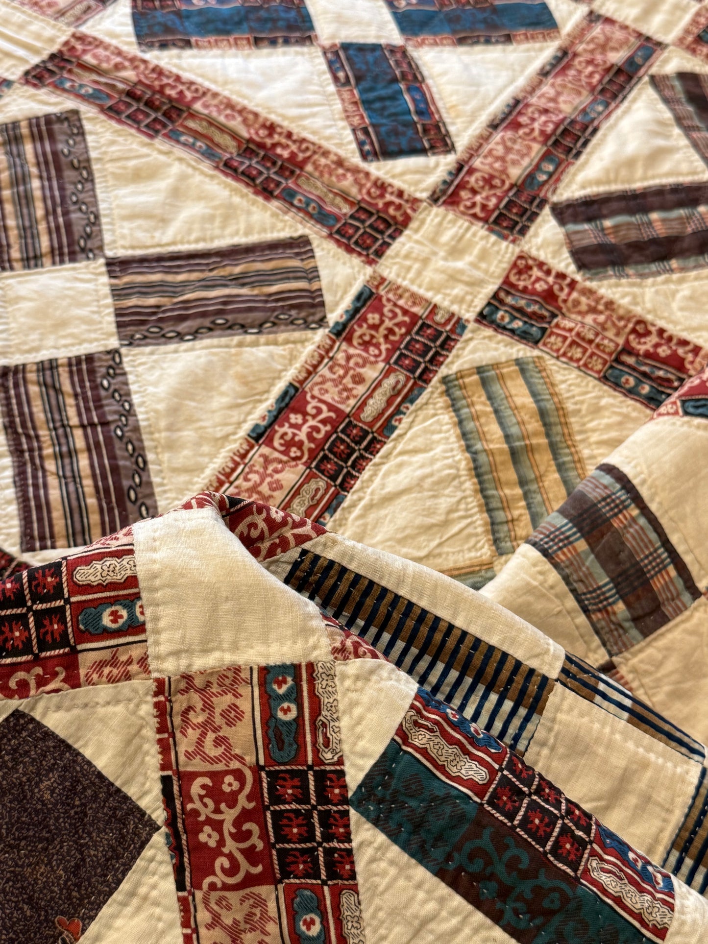 Early Initialed Cross Block New York Quilt