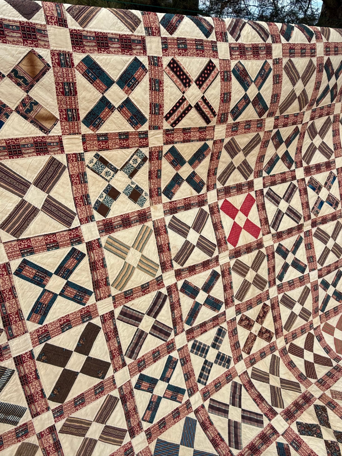 Early Initialed Cross Block New York Quilt