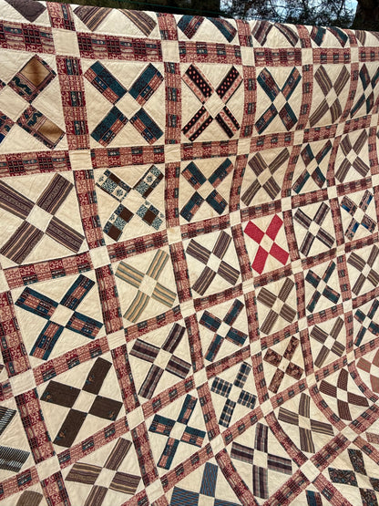 Early Initialed Cross Block New York Quilt