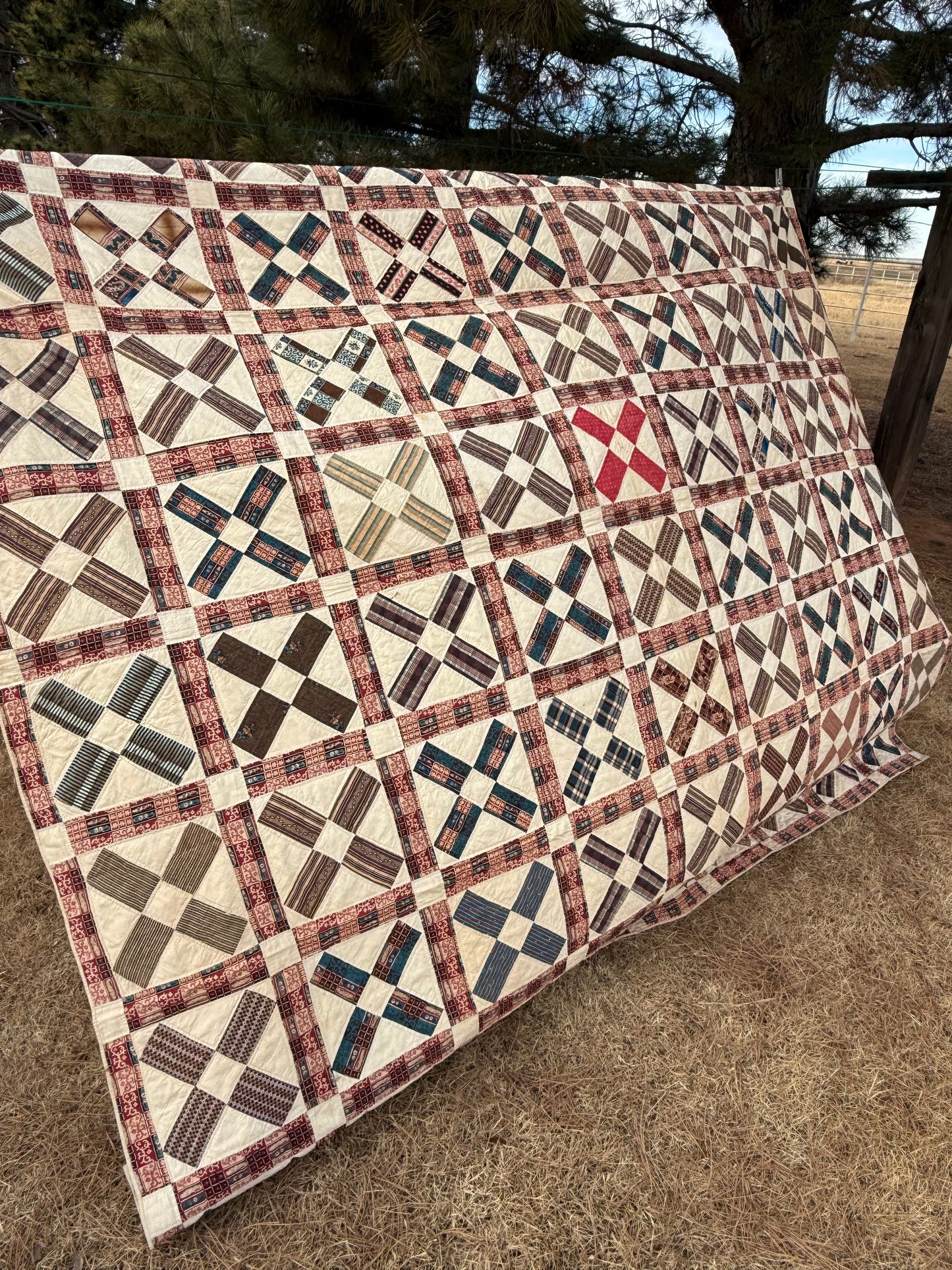 Early Initialed Cross Block New York Quilt