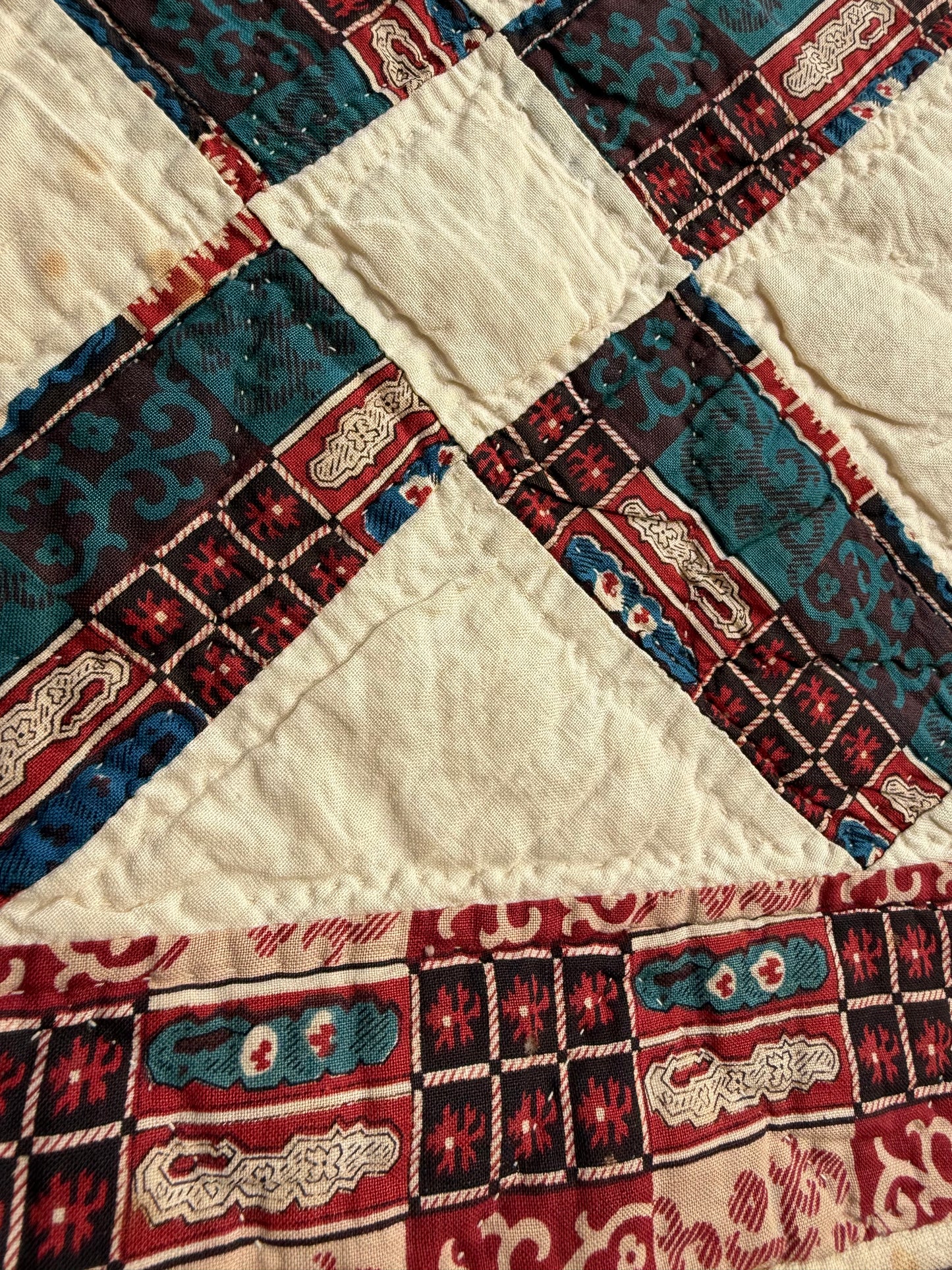 Early Initialed Cross Block New York Quilt