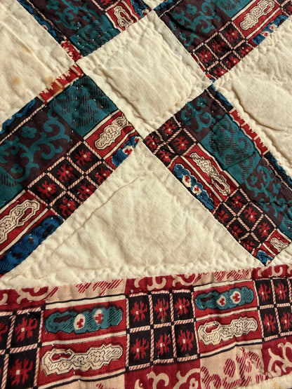 Early Initialed Cross Block New York Quilt