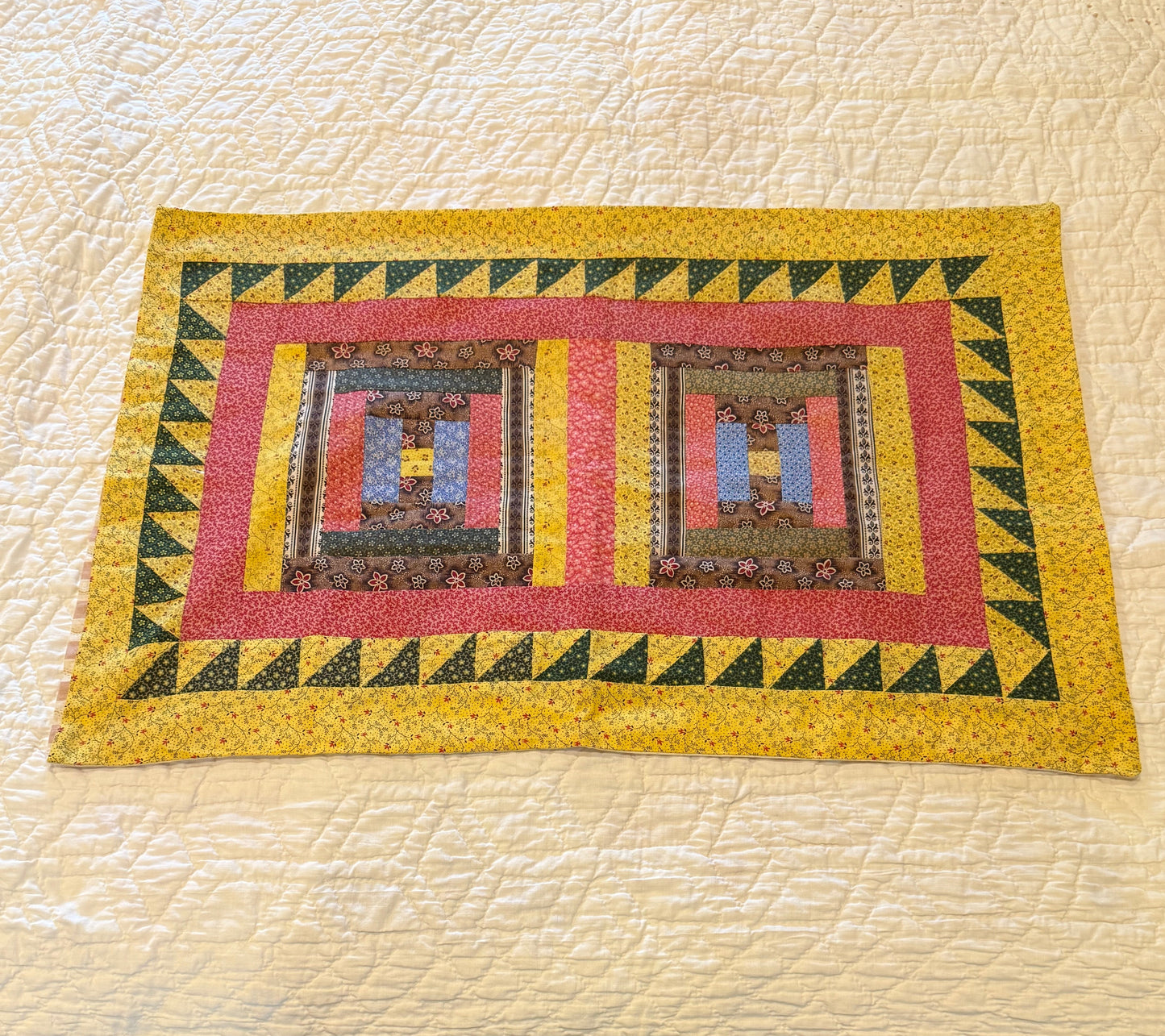 Pair of Antique/Vintage Log Cabin Pillow Cases