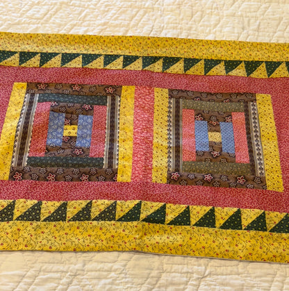 Pair of Antique/Vintage Log Cabin Pillow Cases