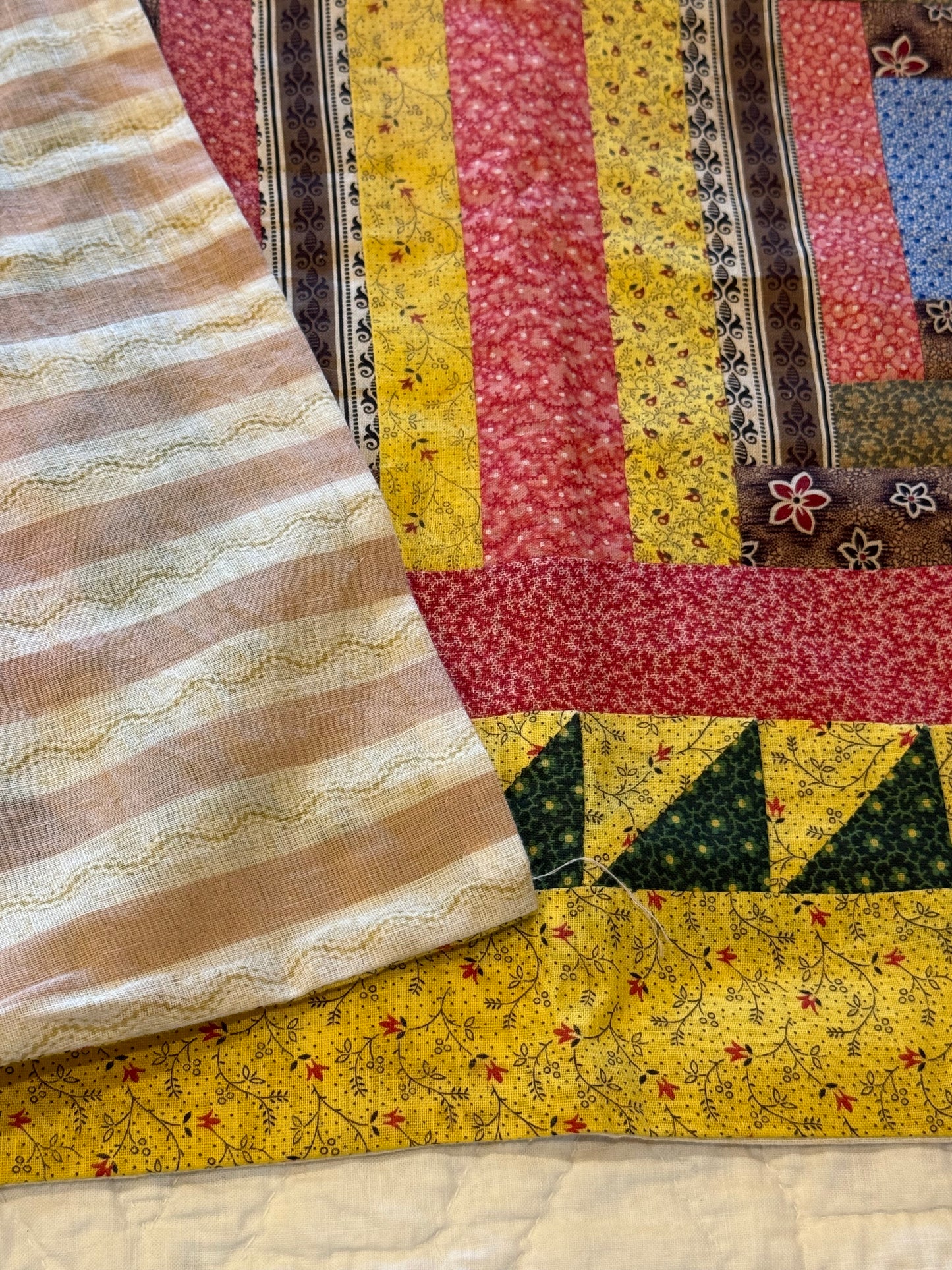 Pair of Antique/Vintage Log Cabin Pillow Cases