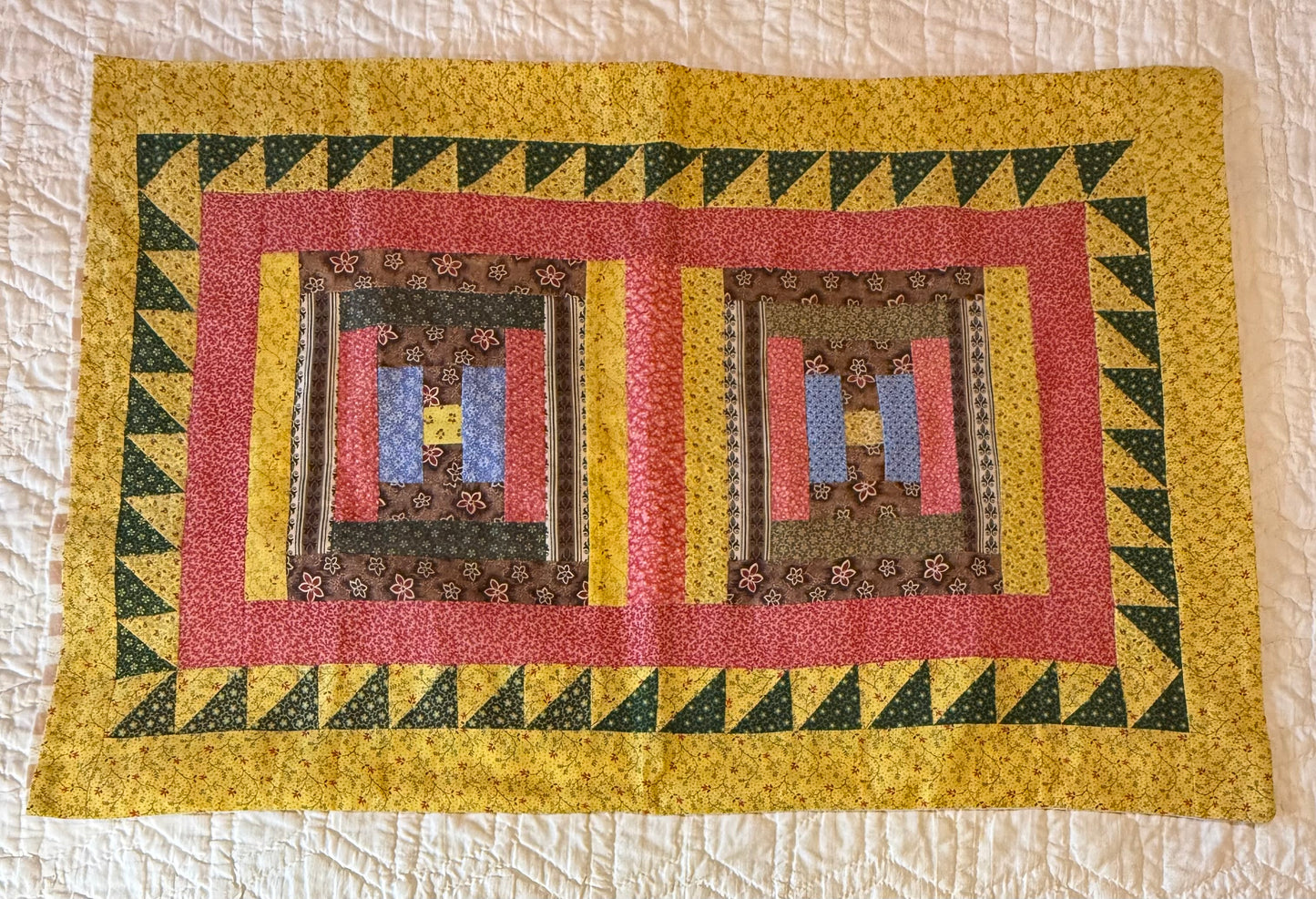 Pair of Antique/Vintage Log Cabin Pillow Cases