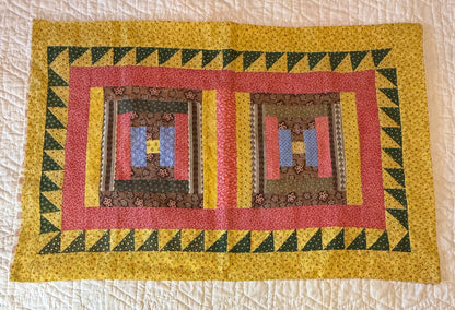 Pair of Antique/Vintage Log Cabin Pillow Cases
