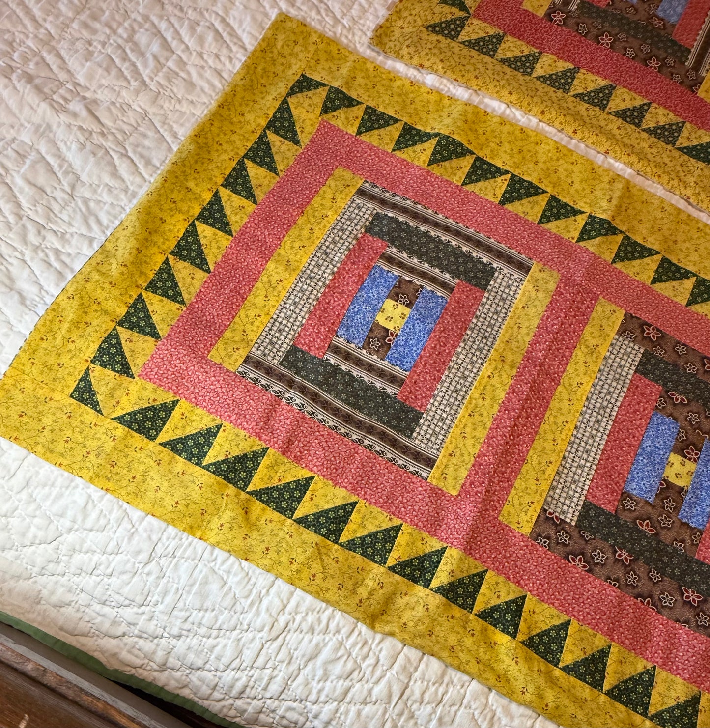 Pair of Antique/Vintage Log Cabin Pillow Cases