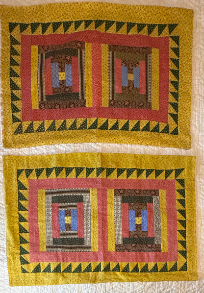 Pair of Antique/Vintage Log Cabin Pillow Cases