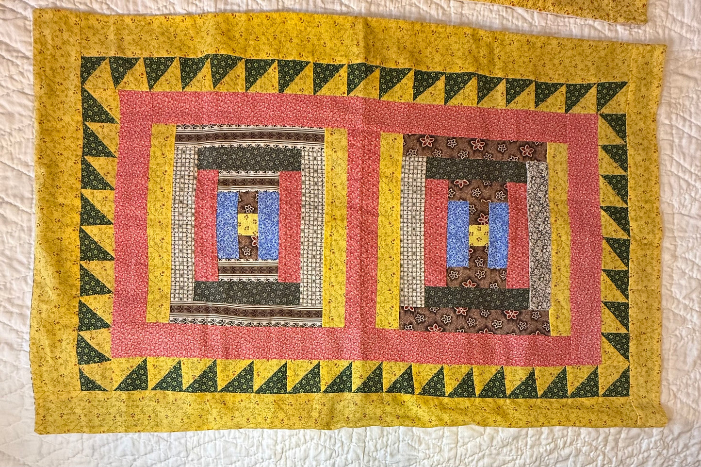 Pair of Antique/Vintage Log Cabin Pillow Cases