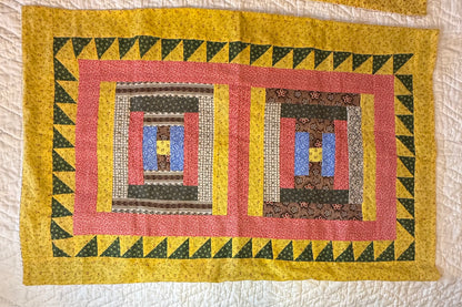 Pair of Antique/Vintage Log Cabin Pillow Cases