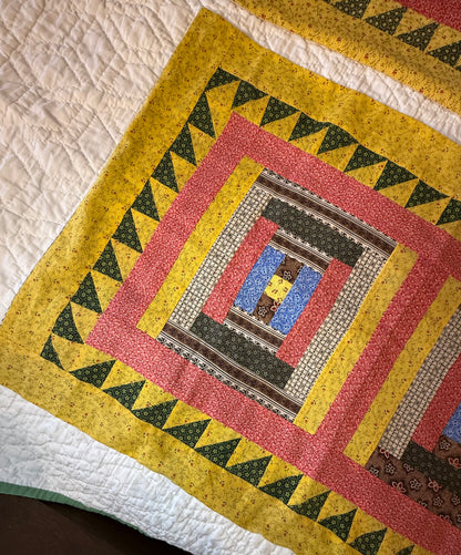 Pair of Antique/Vintage Log Cabin Pillow Cases