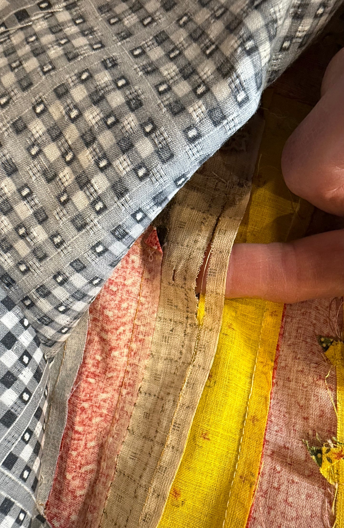 Pair of Antique/Vintage Log Cabin Pillow Cases