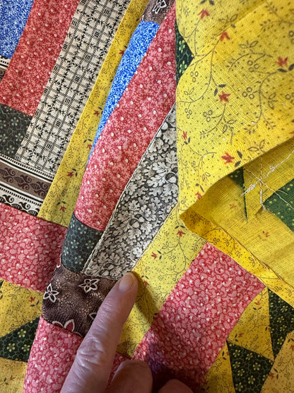 Pair of Antique/Vintage Log Cabin Pillow Cases