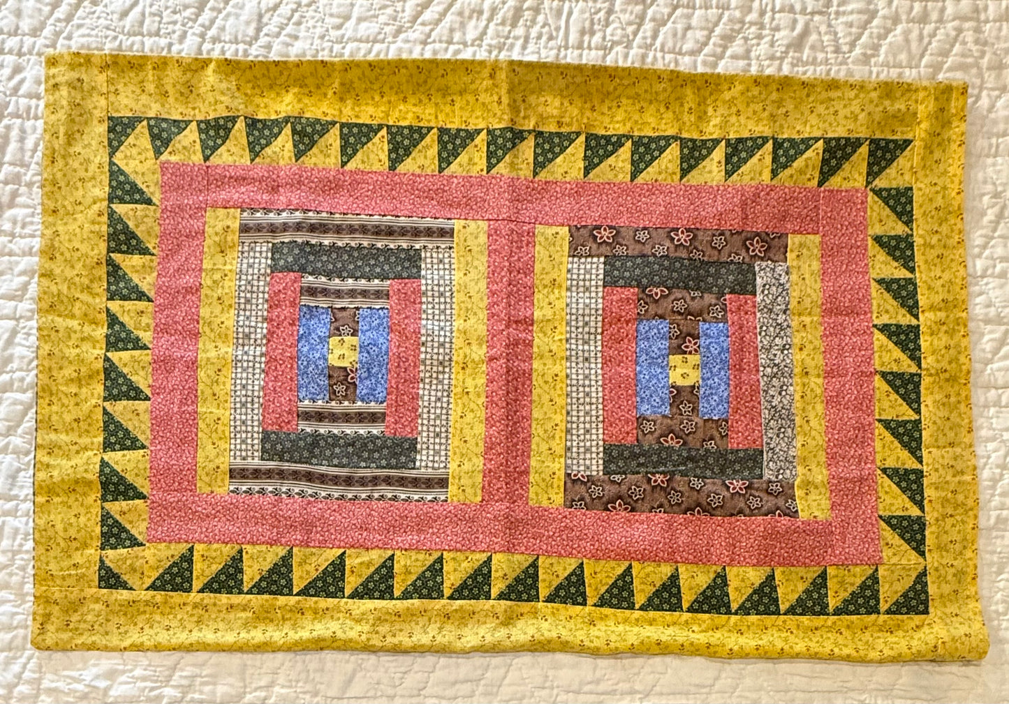 Pair of Antique/Vintage Log Cabin Pillow Cases