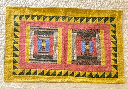 Pair of Antique/Vintage Log Cabin Pillow Cases